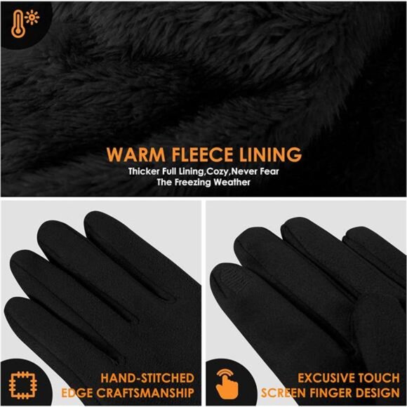 Women's Winter Gloves Thermal Warm Fleece Lined Touchscreen Gloves - Picture 5 of 6